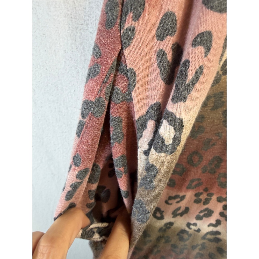 Zenana Women 1X Leopard Ombre Maxi Dress Pink Tan V-Neck Short Sleeve Pockets - Picture 7 of 10